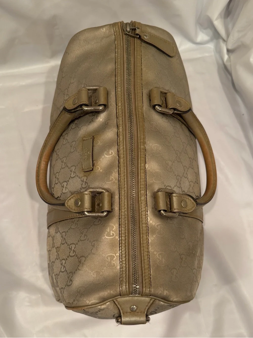 Gucci Taupe GG Monogram Boston Bag